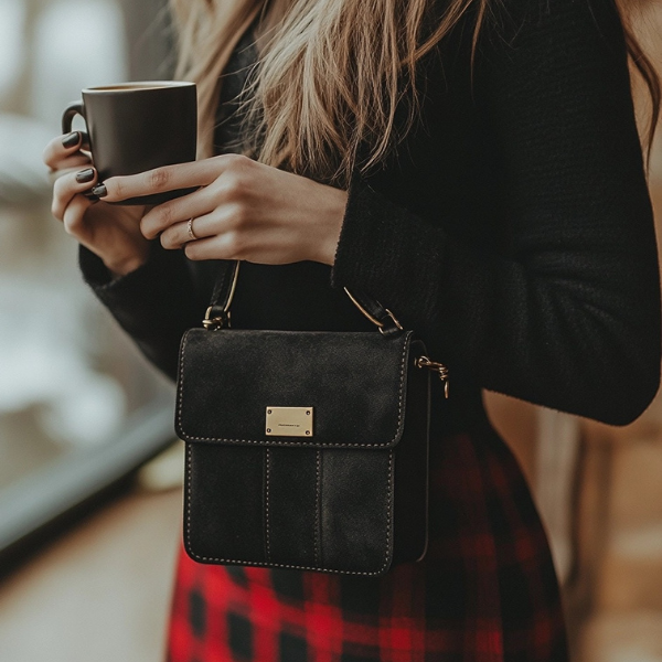 Red Plaid Skirt Holiday Outfit for Festive Coffee Dates