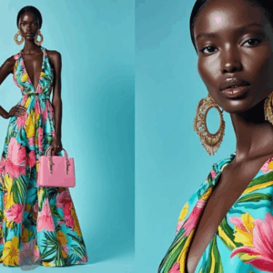 Tropical Chic: Vibrant Floral Halter Neck Maxi Dress for Summer 2 Tropical Chic: Vibrant Floral Halter Neck Maxi Dress for Summer